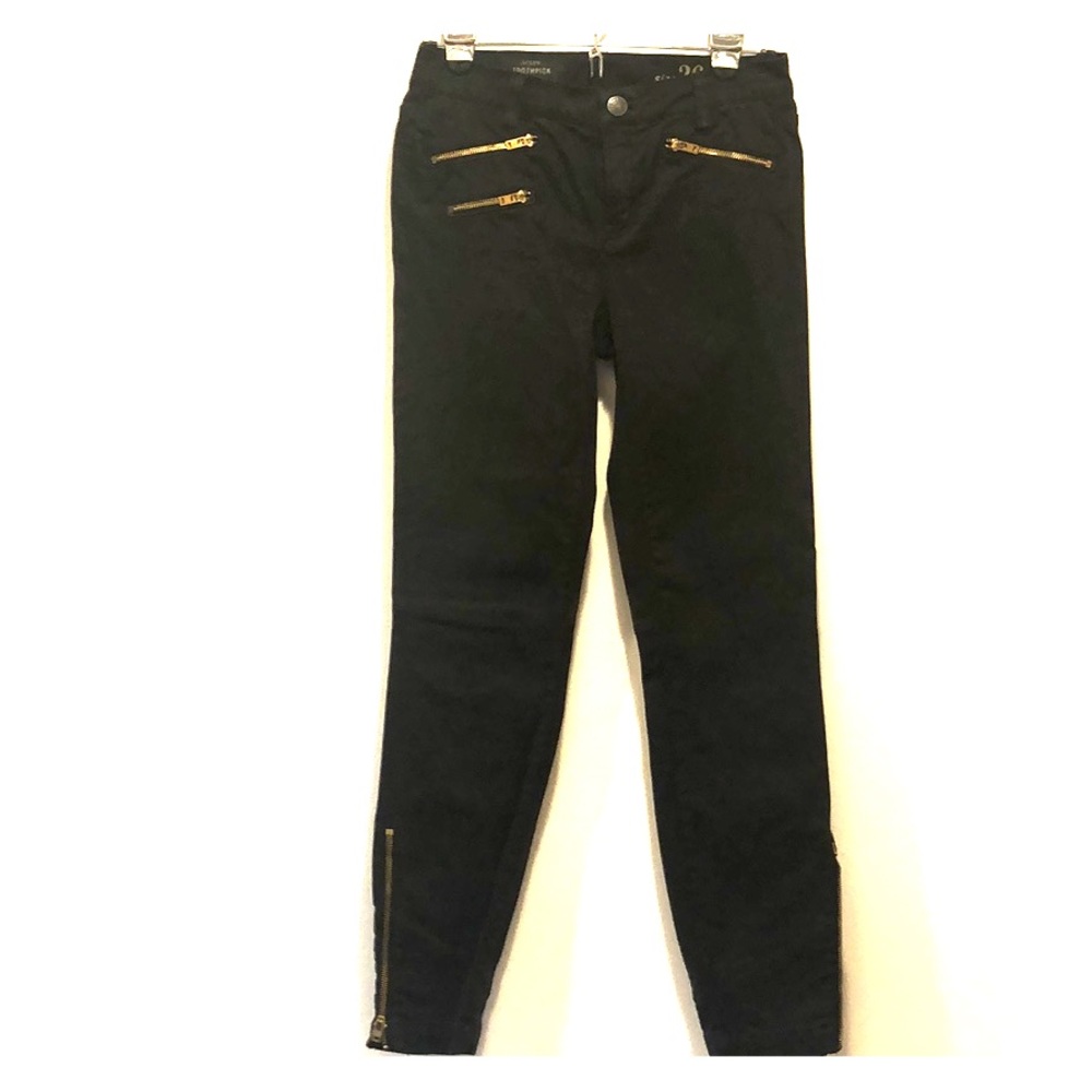 J. Crew Toothpick Moto Gold Zip Detail Pants